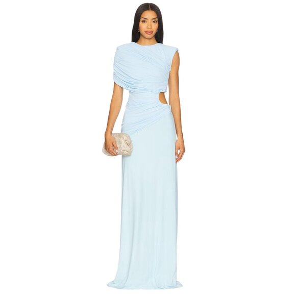 Deme by Gabriella Lisette Dress in Icy Blue Small New Womens Maxi Gown Cut out - Picture 1 of 11